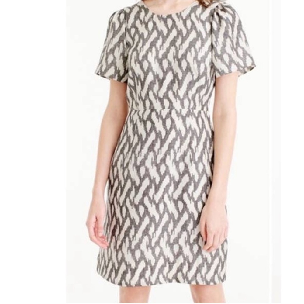 J. Crew grey and white ikat dress